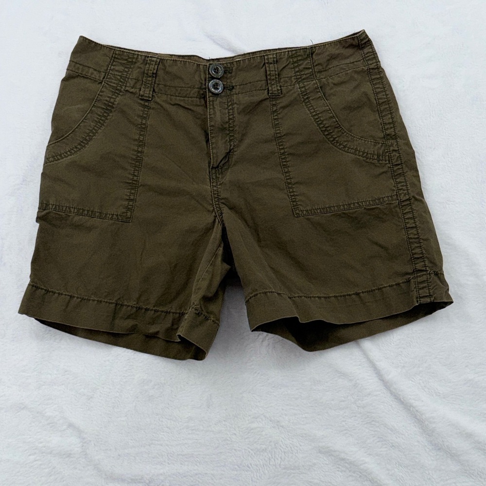 Bass Utility Shorts Womens 8 Olive Green Excellent Cotton Cargo Gorpcore Hiking